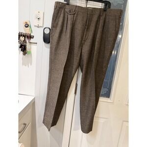 Huntington Mens Brown Donegal Tweed Pleated Dress Pants Trousers Size 42 x 29